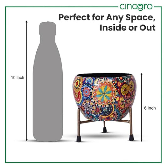 Metal Flower Vase Planter Pot with Iron Stand, Pots for Plants, Plant Pots for Home Decoration, Succulent Pot, Indoor Planter Garden Decor